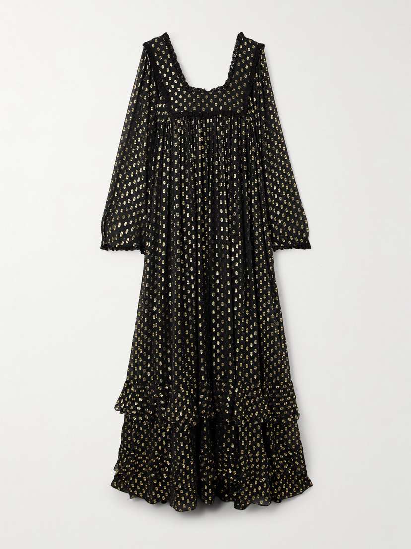 Chloé Lace-trimmed Fil Coupé Silk-blend Chiffon Gown