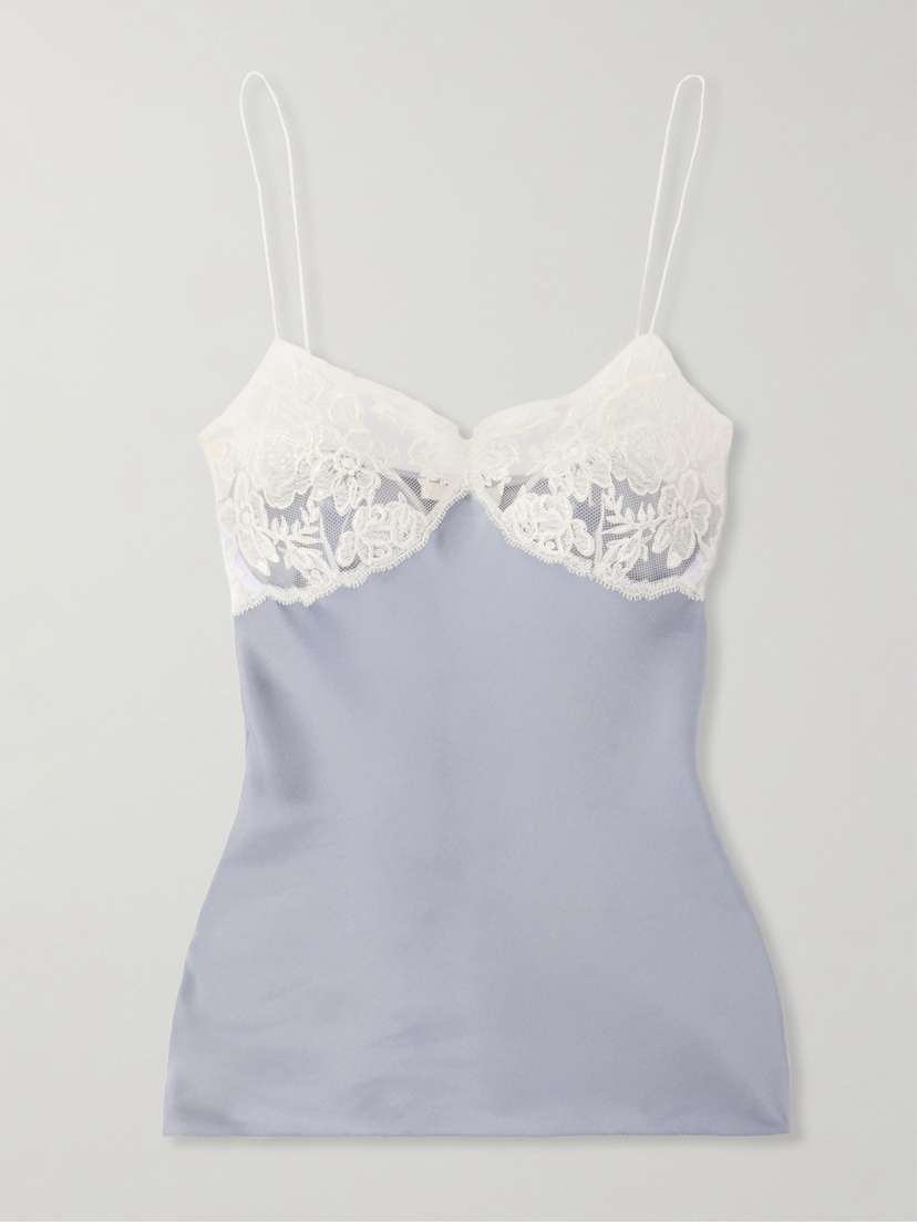 Chloé Embroidered Tulle-trimmed Satin Camisole