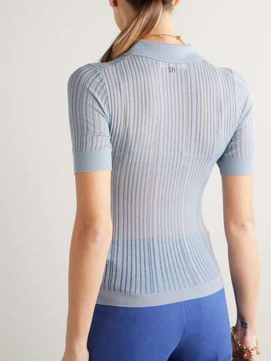 Paloma Stripe Polo Open Knit Breathable Cotton For Women main image 0