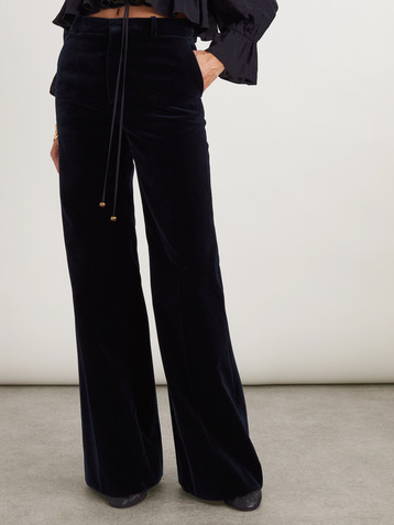 Chloé Cotton-velvet wide-leg pants