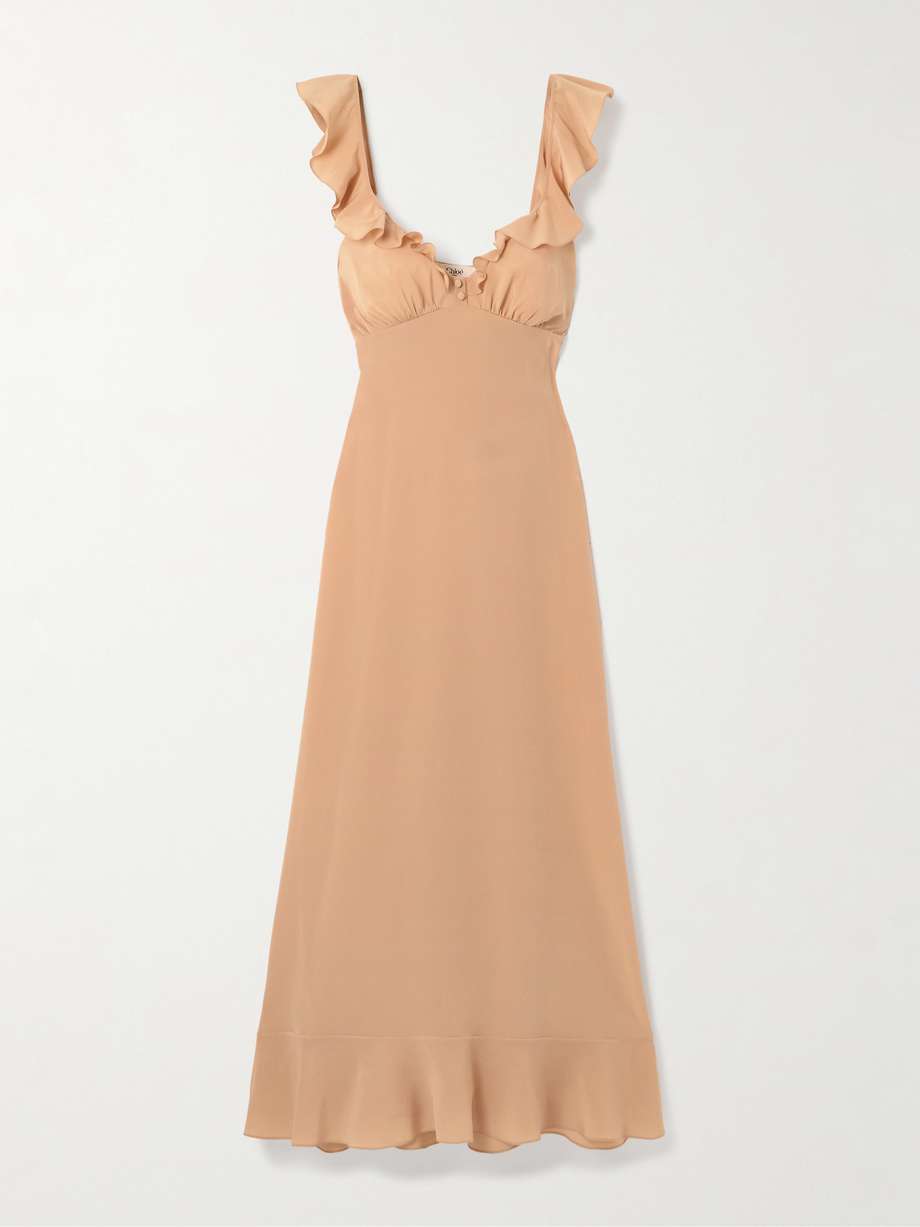 ruffled silk maxi dress