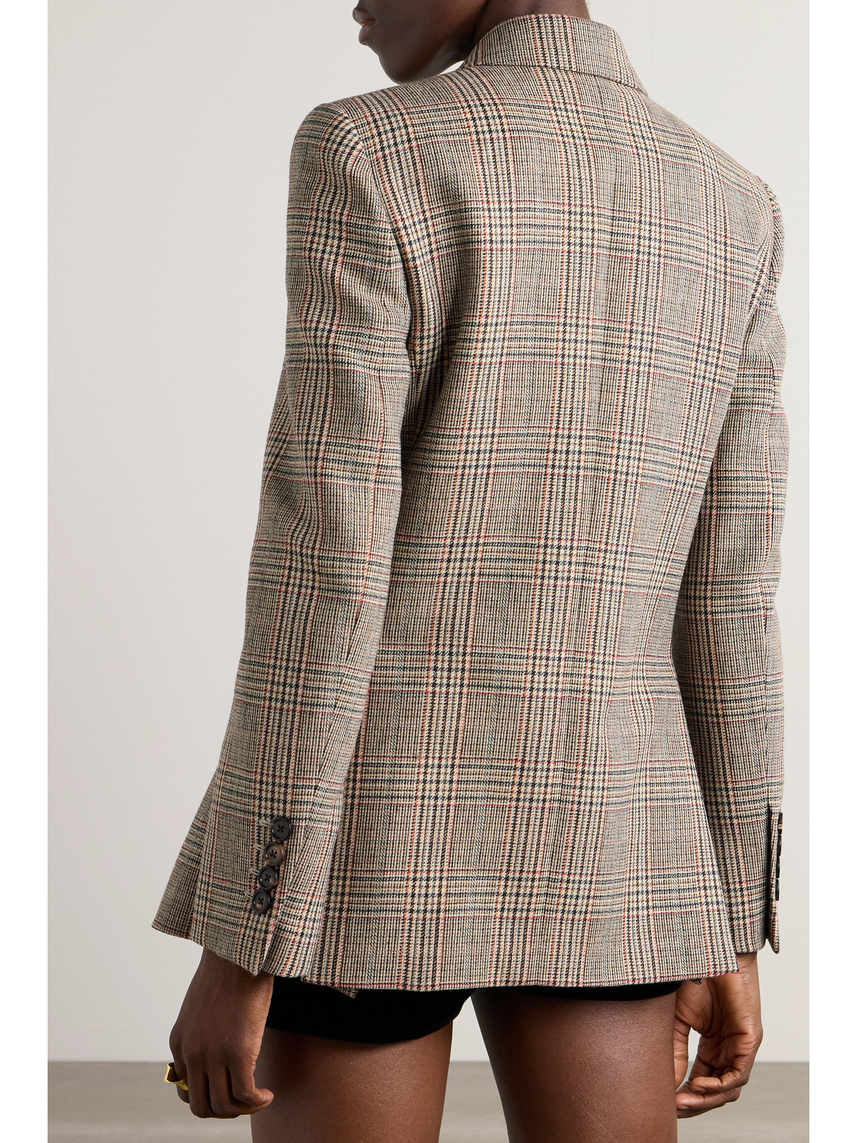 Chloé Double-breasted Checked Wool-blend Blazer In Brown