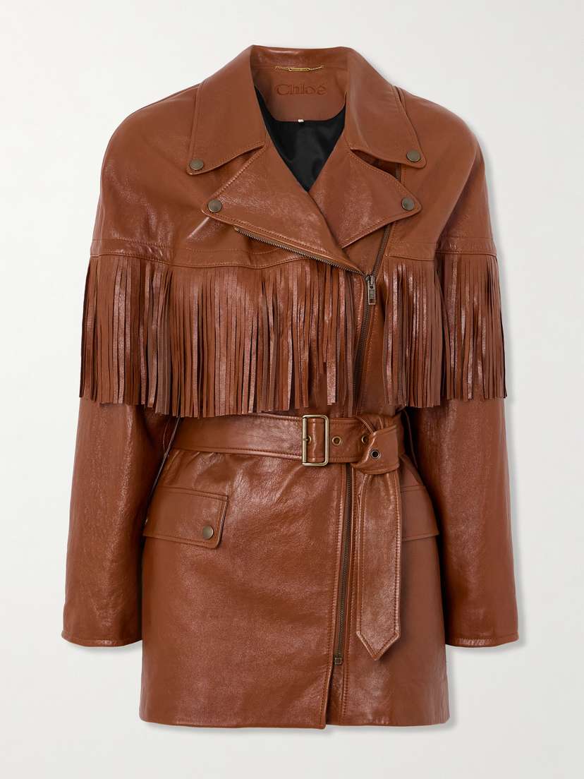 Chloé Belted Fringed Leather Jacket