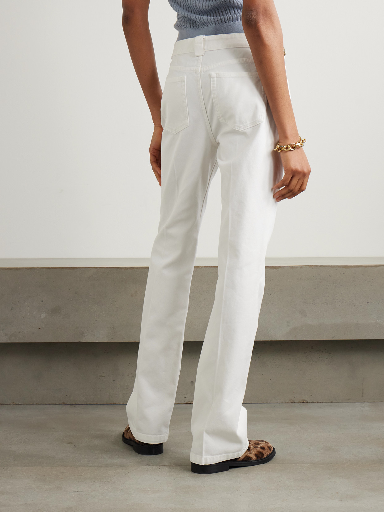 Chloé Embellished Mid-rise Straight-leg Jeans In White