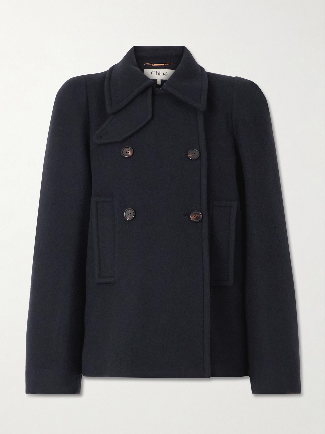 Chloé Double-breasted Wool-blend Coat In Blue