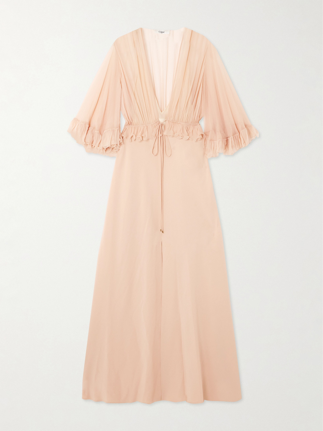 Chloé Ruffled Silk-crepon And Crepe Maxi Dress In Pink