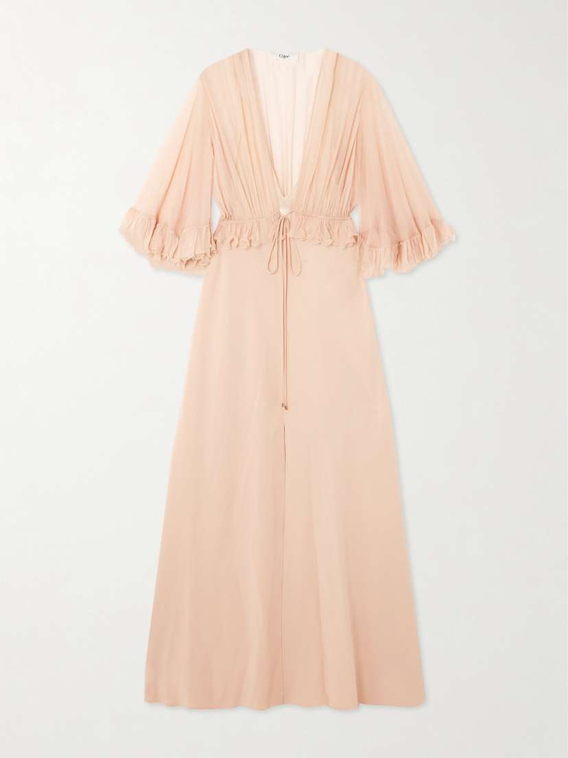 Chloé Ruffled Silk-crepon And Crepe Maxi Dress