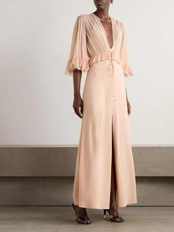 Chloé Ruffled silk-crepon and crepe maxi dress