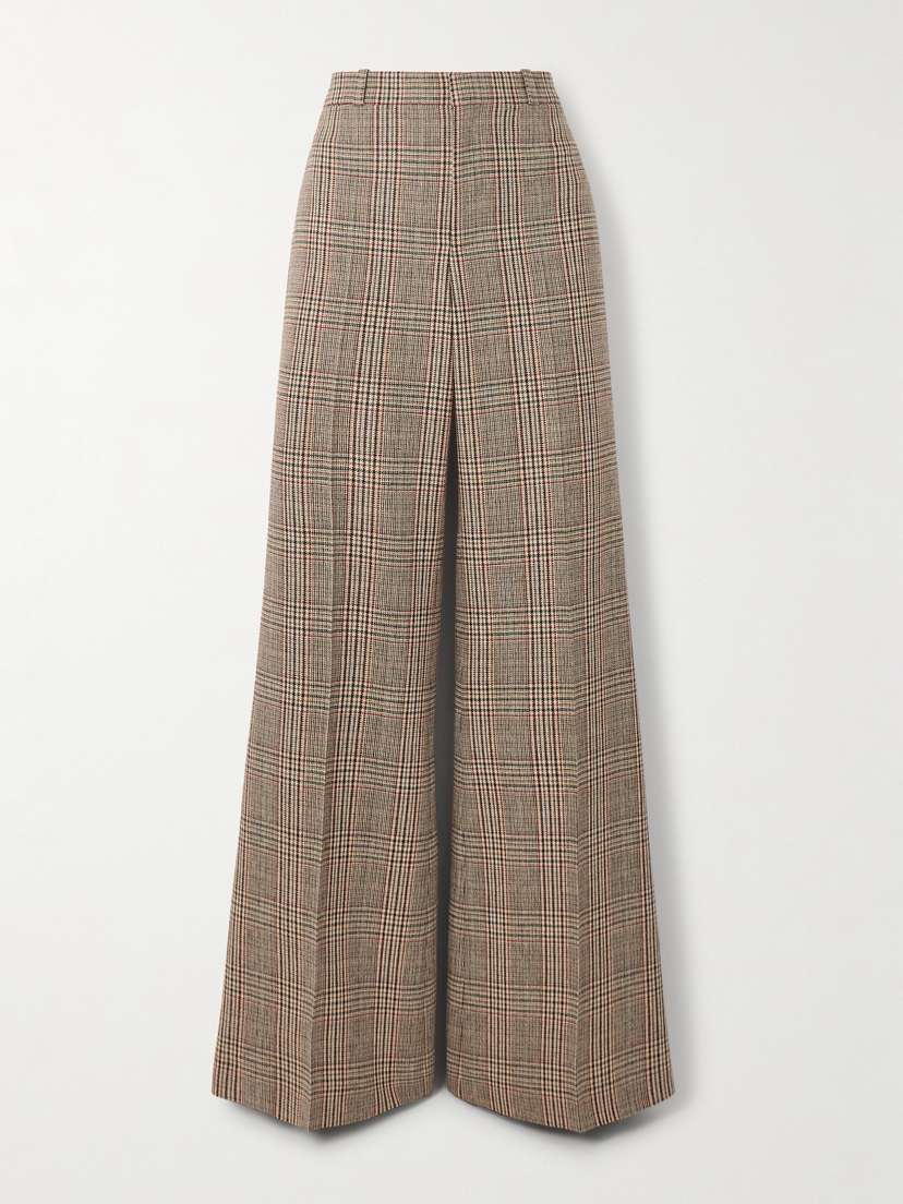 Chloé Checked Wool-blend Wide-leg Pants