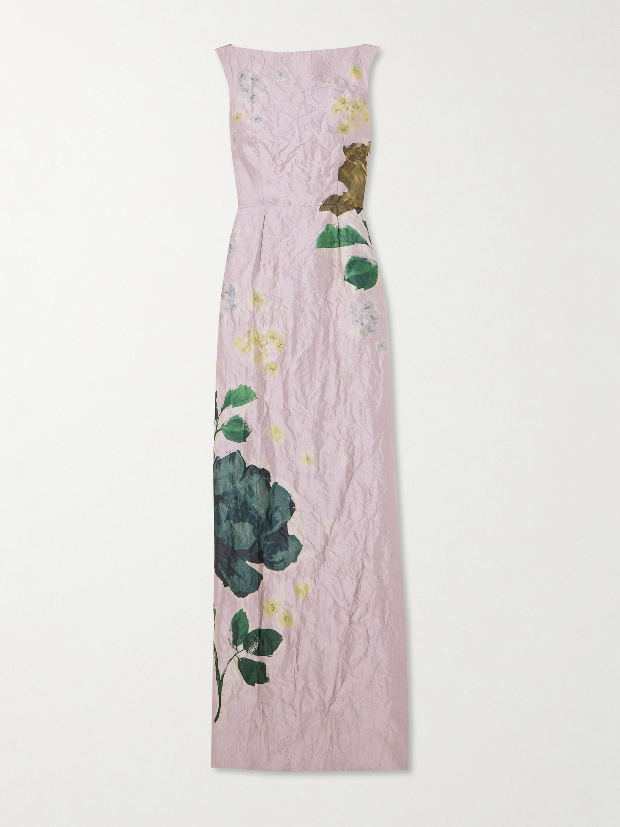 Erdem Margot Floral-print Crinkled-satin Gown In Purple