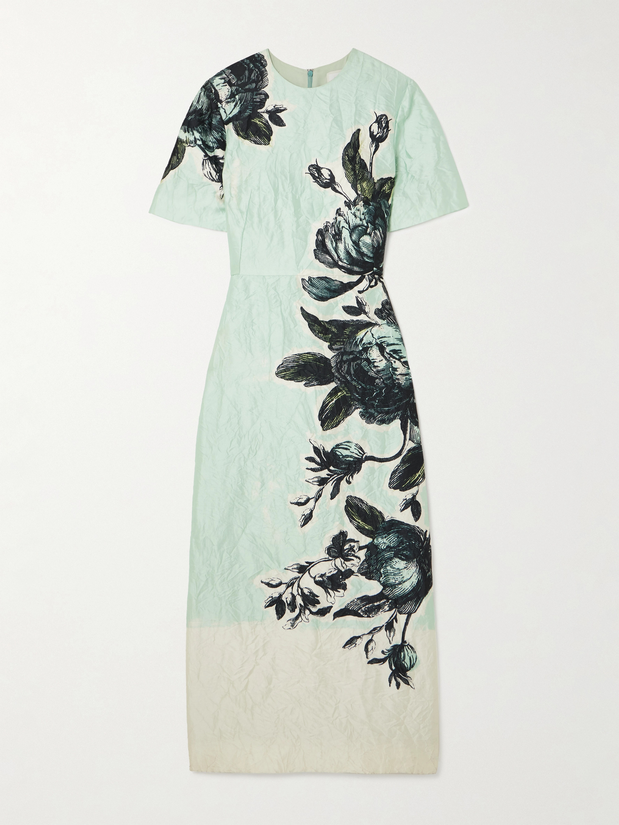 Erdem Violetta floral-print crinkled-satin midi dress