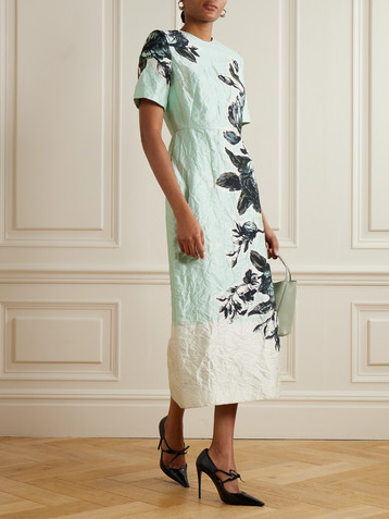 Erdem Violetta floral-print crinkled-satin midi dress