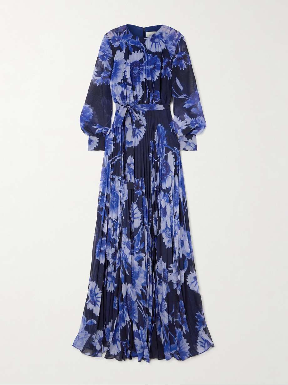 troubridge pleated floral-print silk-voile gown