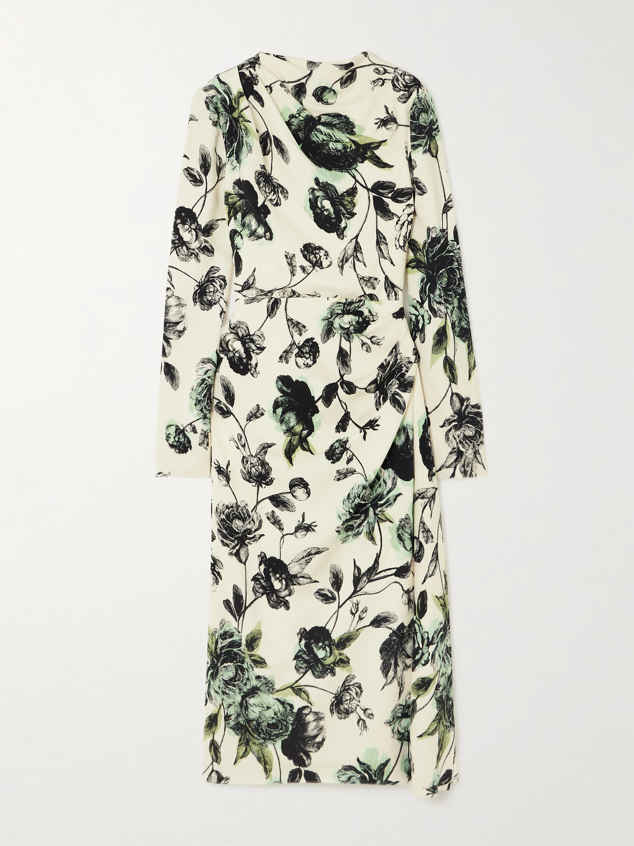 Erdem Draped Stretch-cady Midi Dress In Ivory