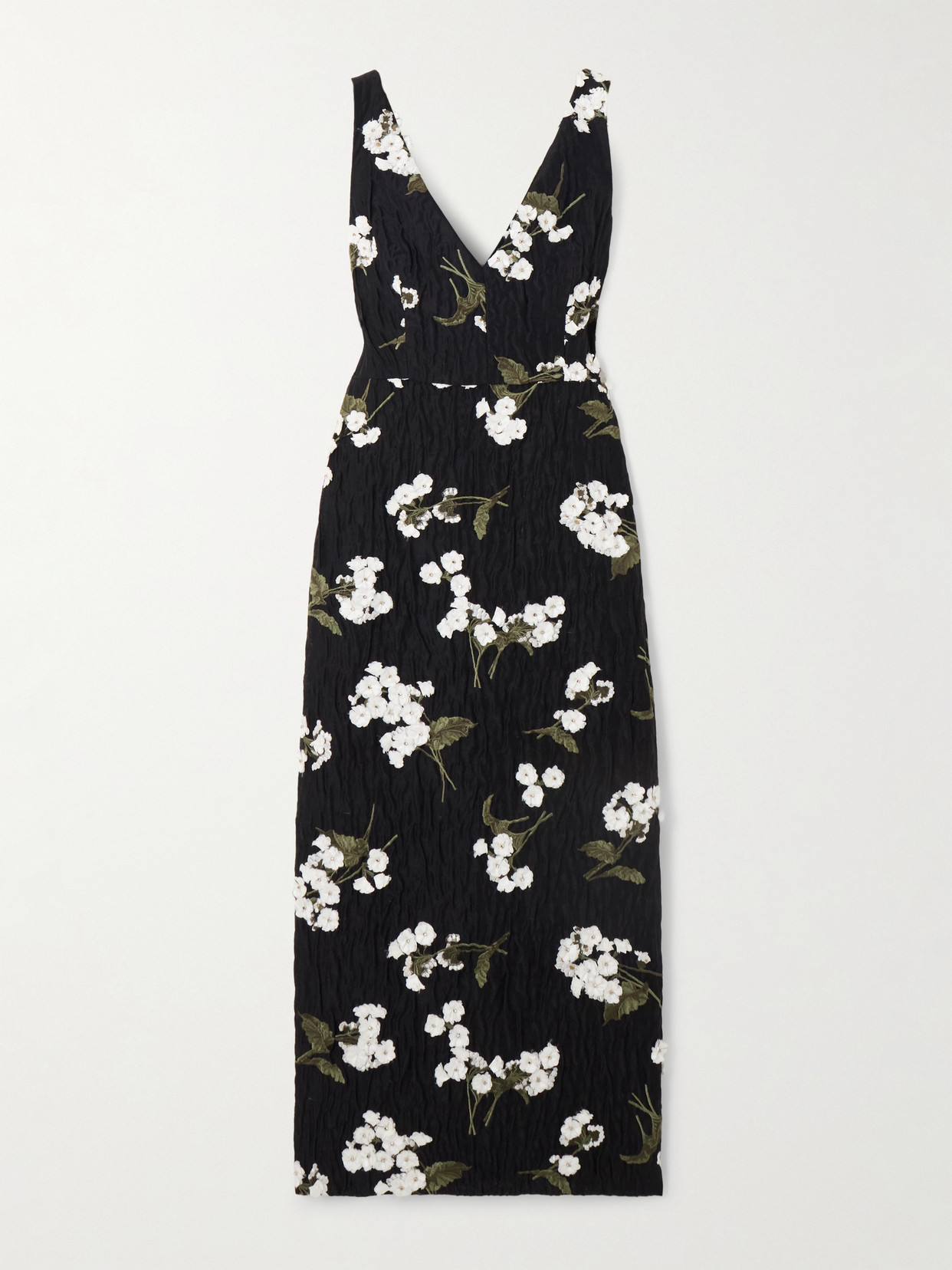 Erdem Virgin Wool-blend Embroidered Cocktail Dress In Black