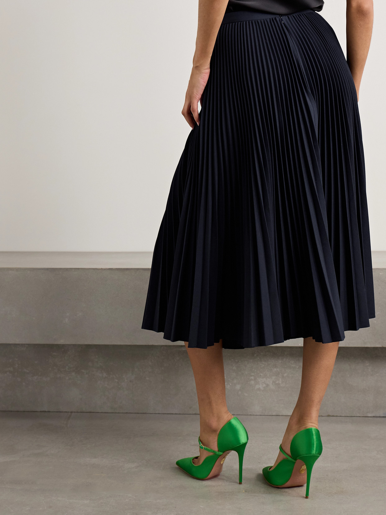 Plissé-Twill Midi