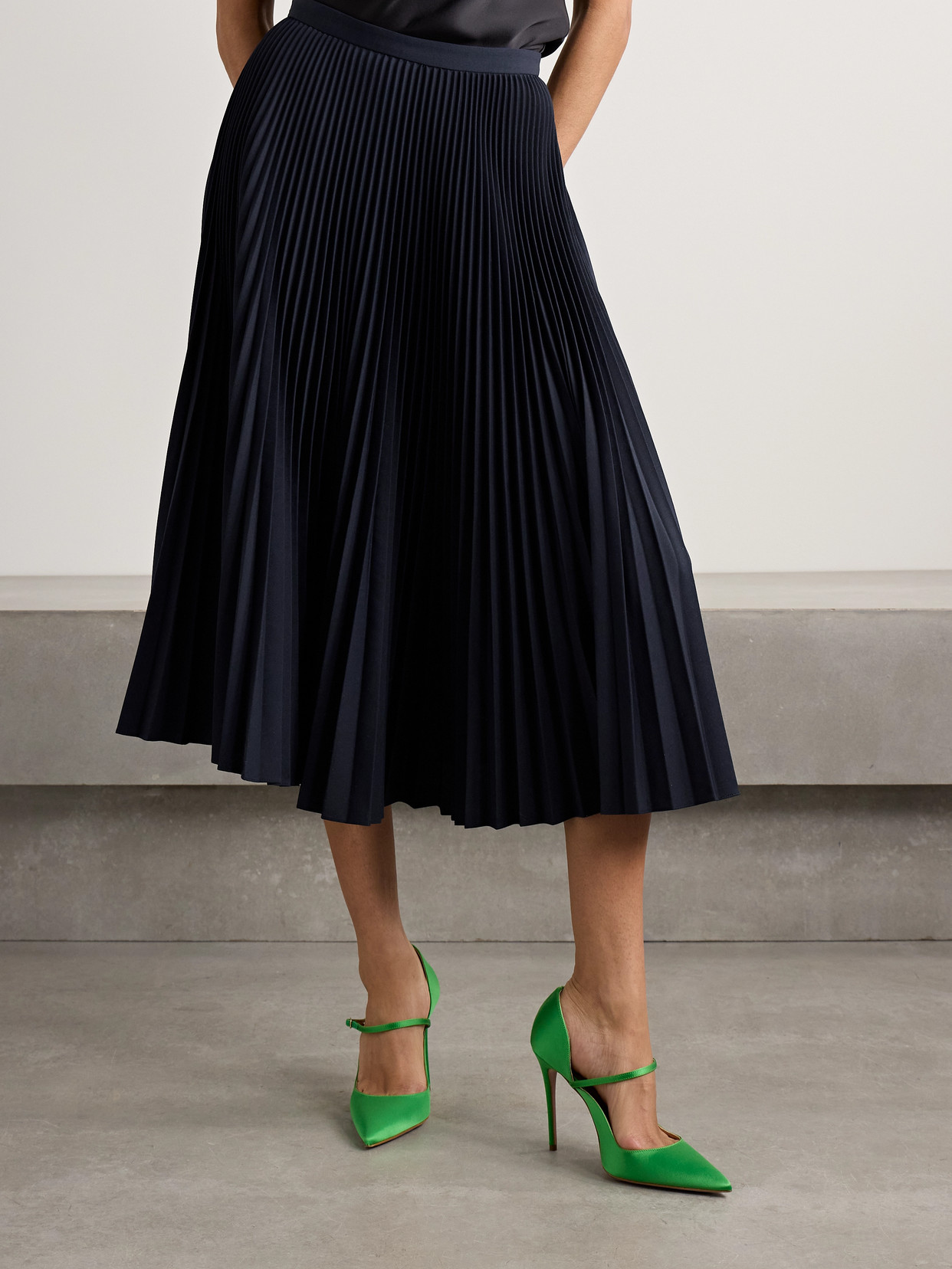 Plissé-Twill Midi