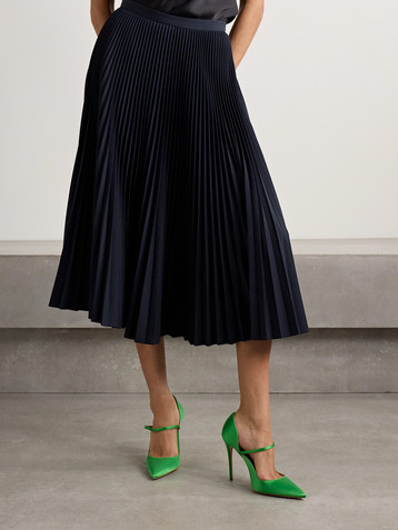 Erdem Plissé-twill midi skirt