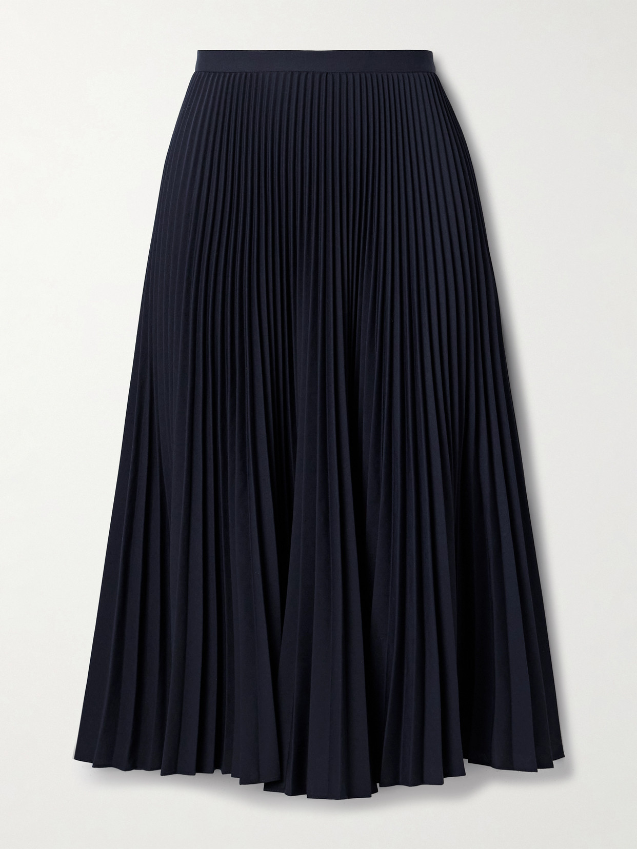 Erdem Pleated Wool Midi Skirt In Blue