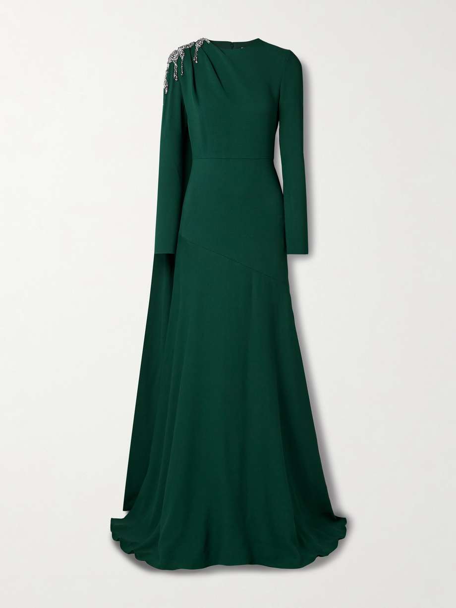 draped crystal-embellished crepe gown