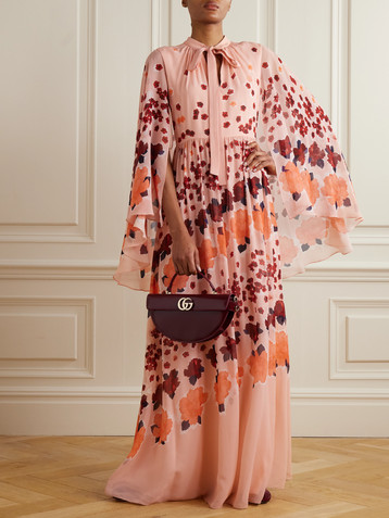 Erdem Tie-detailed floral-print silk-georgette gown