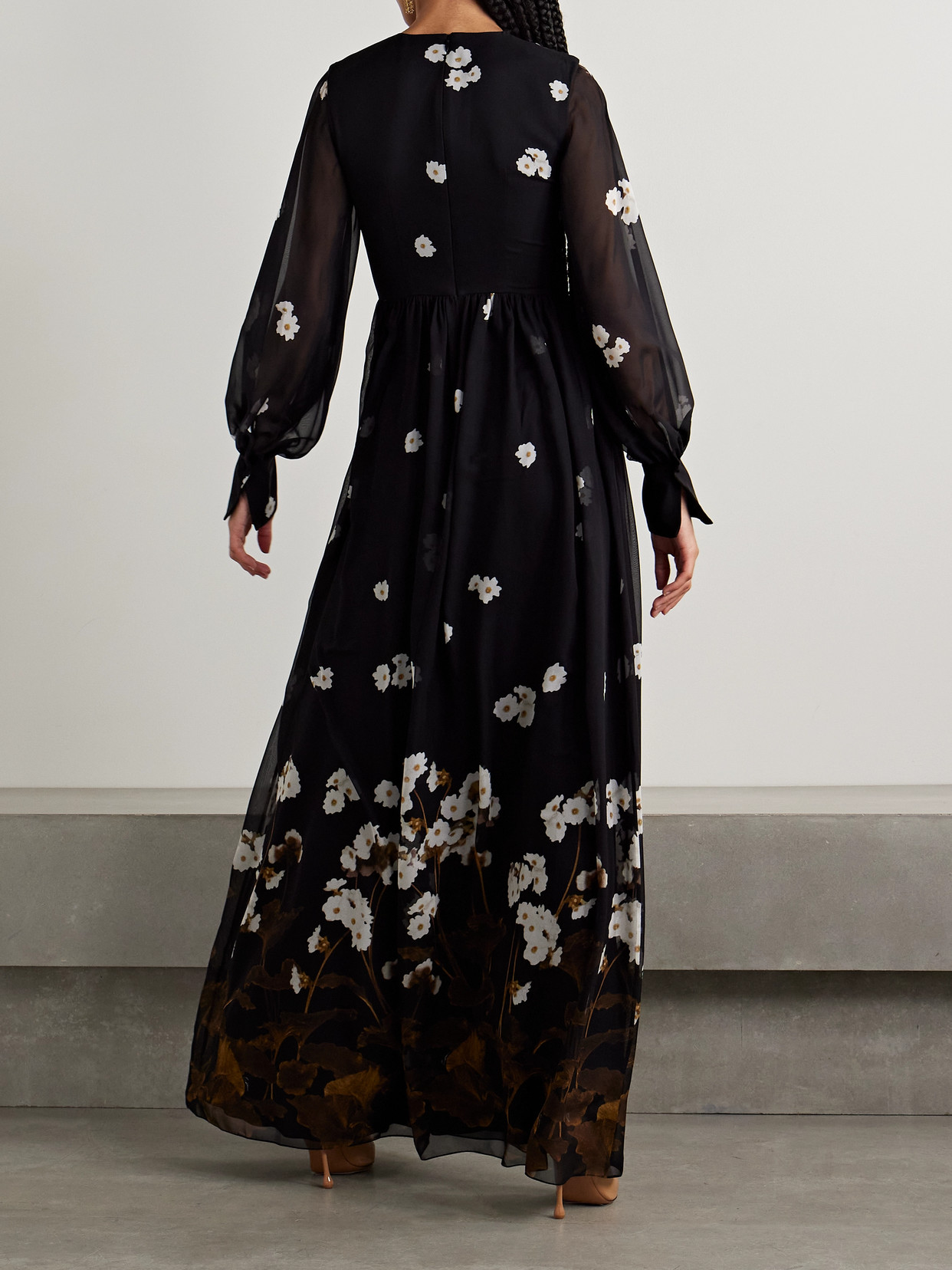 Erdem Elena Gathered Floral-print Silk-chiffon Gown In Multi