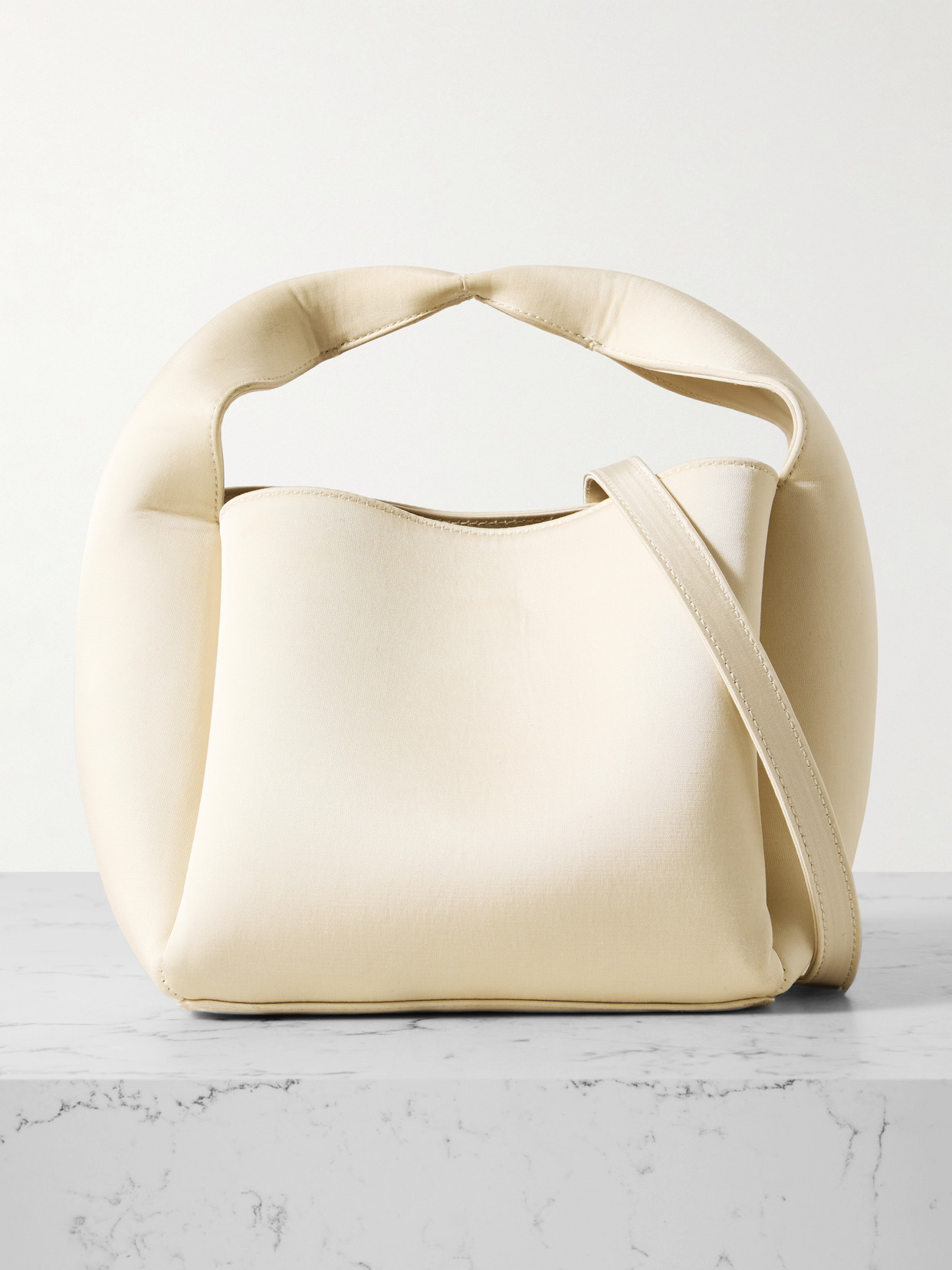 Totême Bucket Organic Cotton-blend Satin Tote In Ecru
