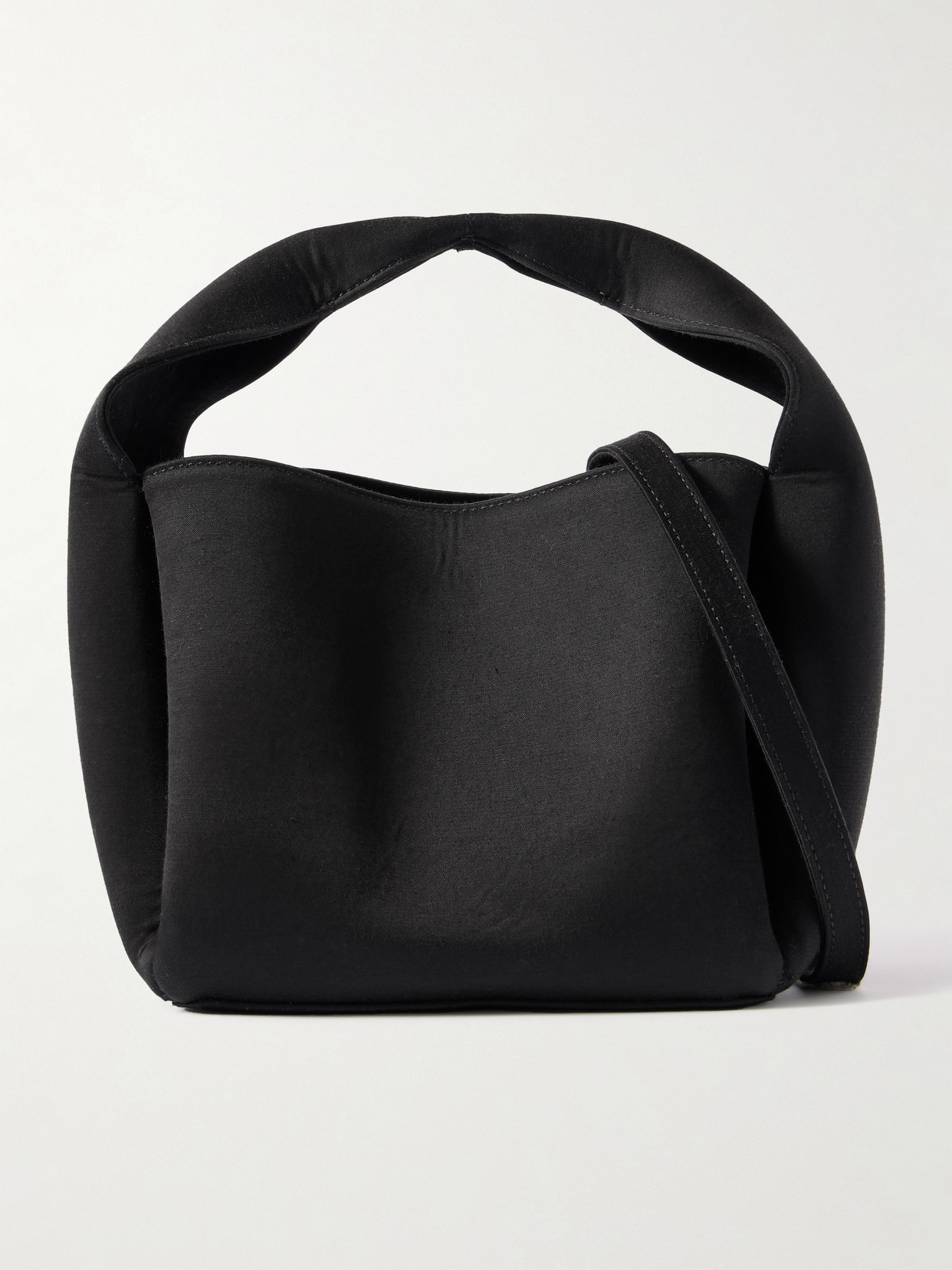 Totême Bucket Organic Cotton-blend Satin Tote In Black