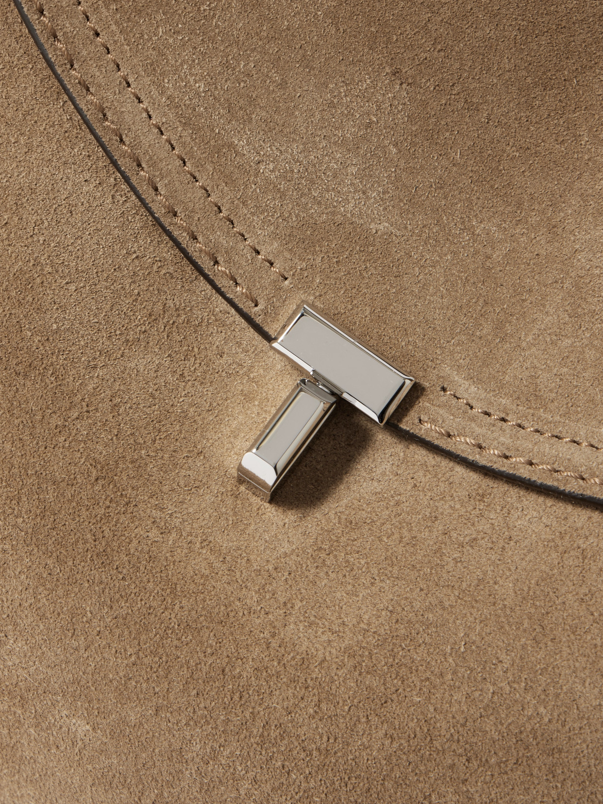 Totême T-lock Suede Shoulder Bag In Brown