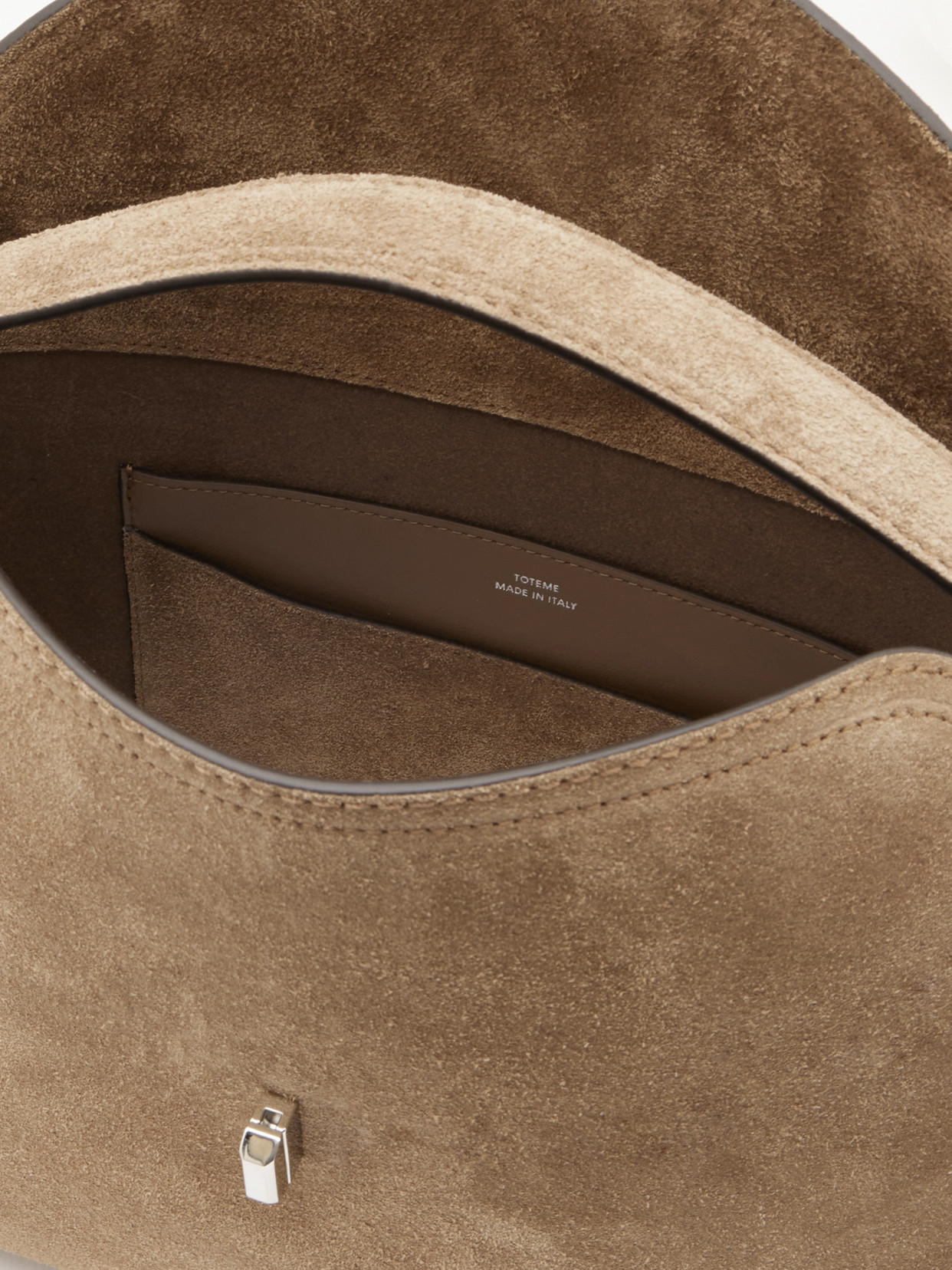 Totême T-lock Suede Shoulder Bag In Brown