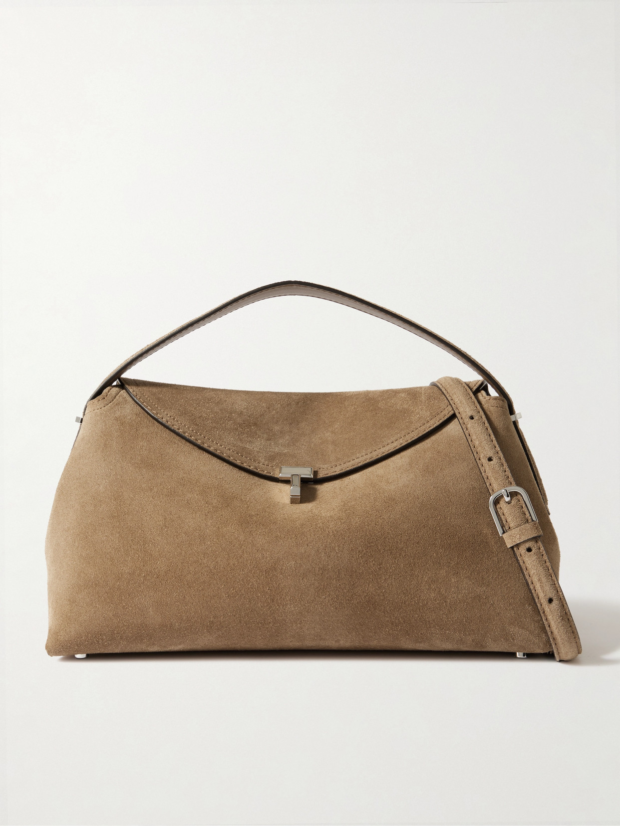 Totême T-lock Suede Shoulder Bag In Brown