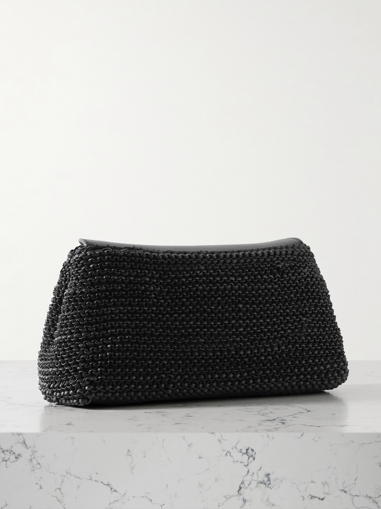 Totême T-lock Woven-leather Top Handle Black In Black