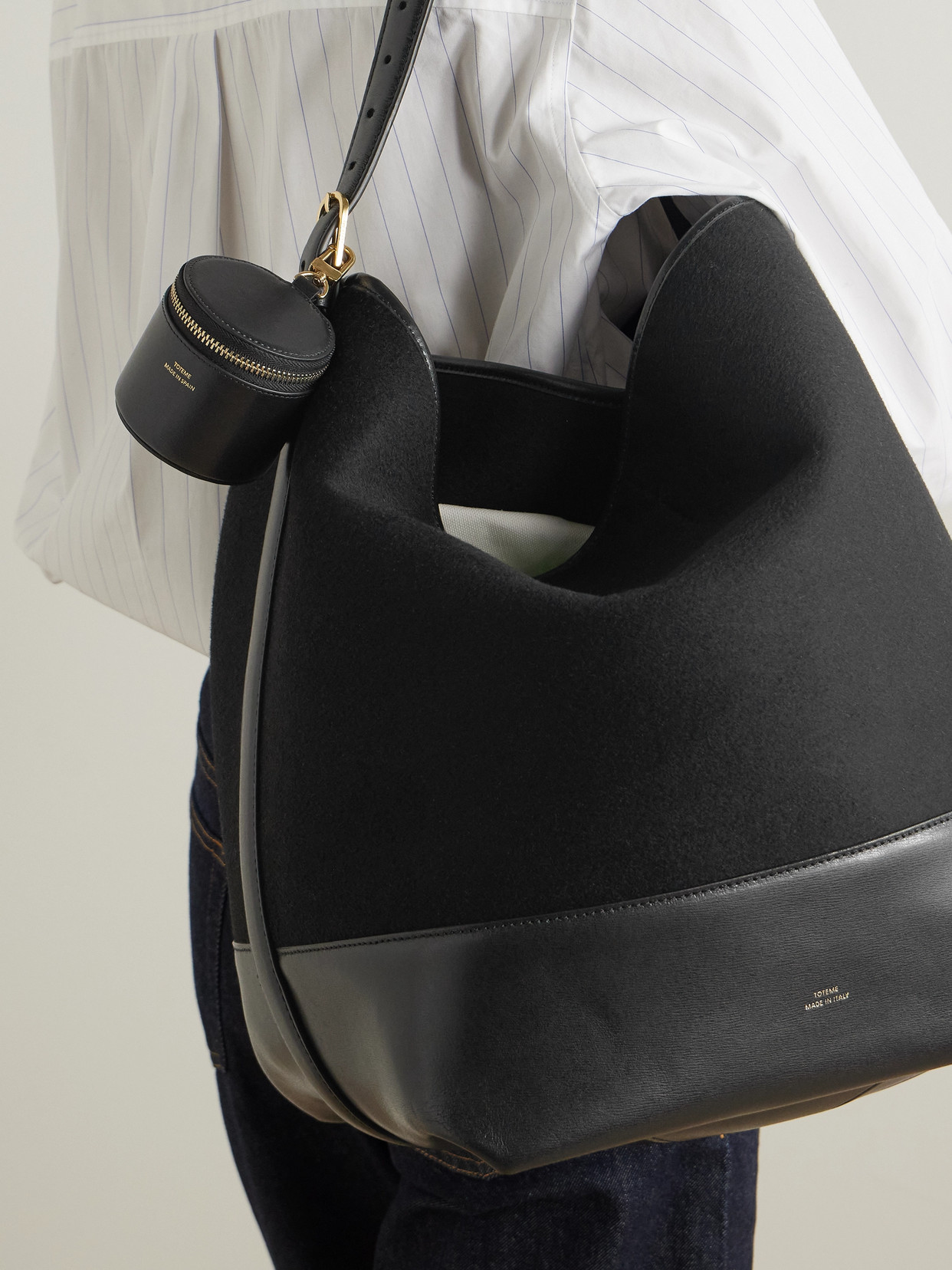 Totême Textured-leather Jewelry Case In Black