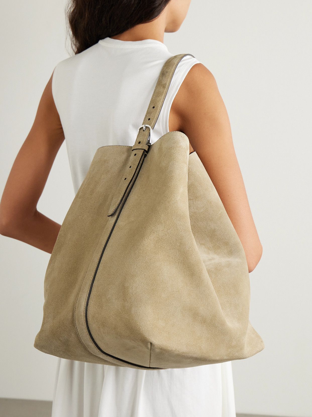 Totême Suede Tote In Neutrals