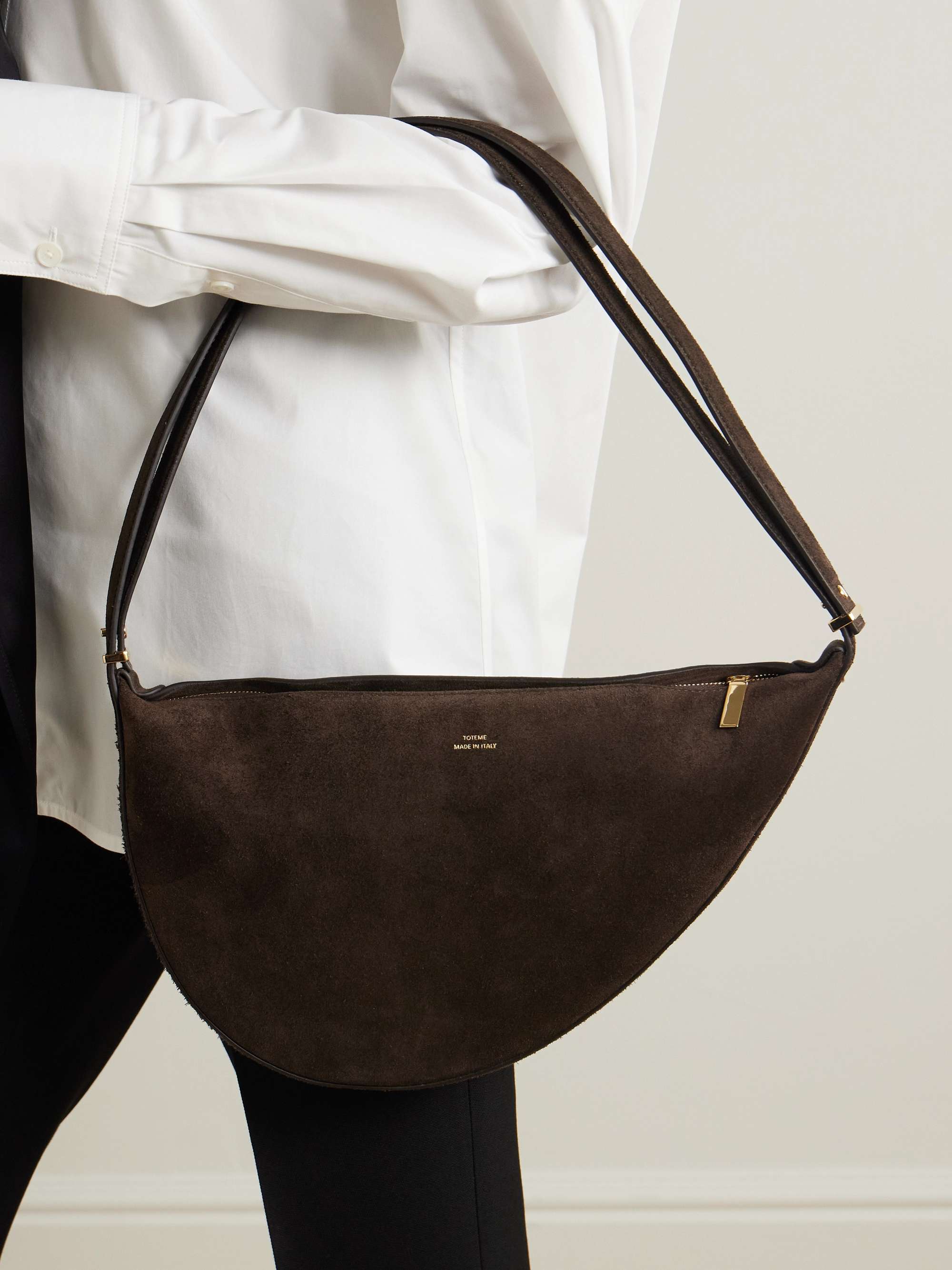 Suede shoulder bag - brown - One Size