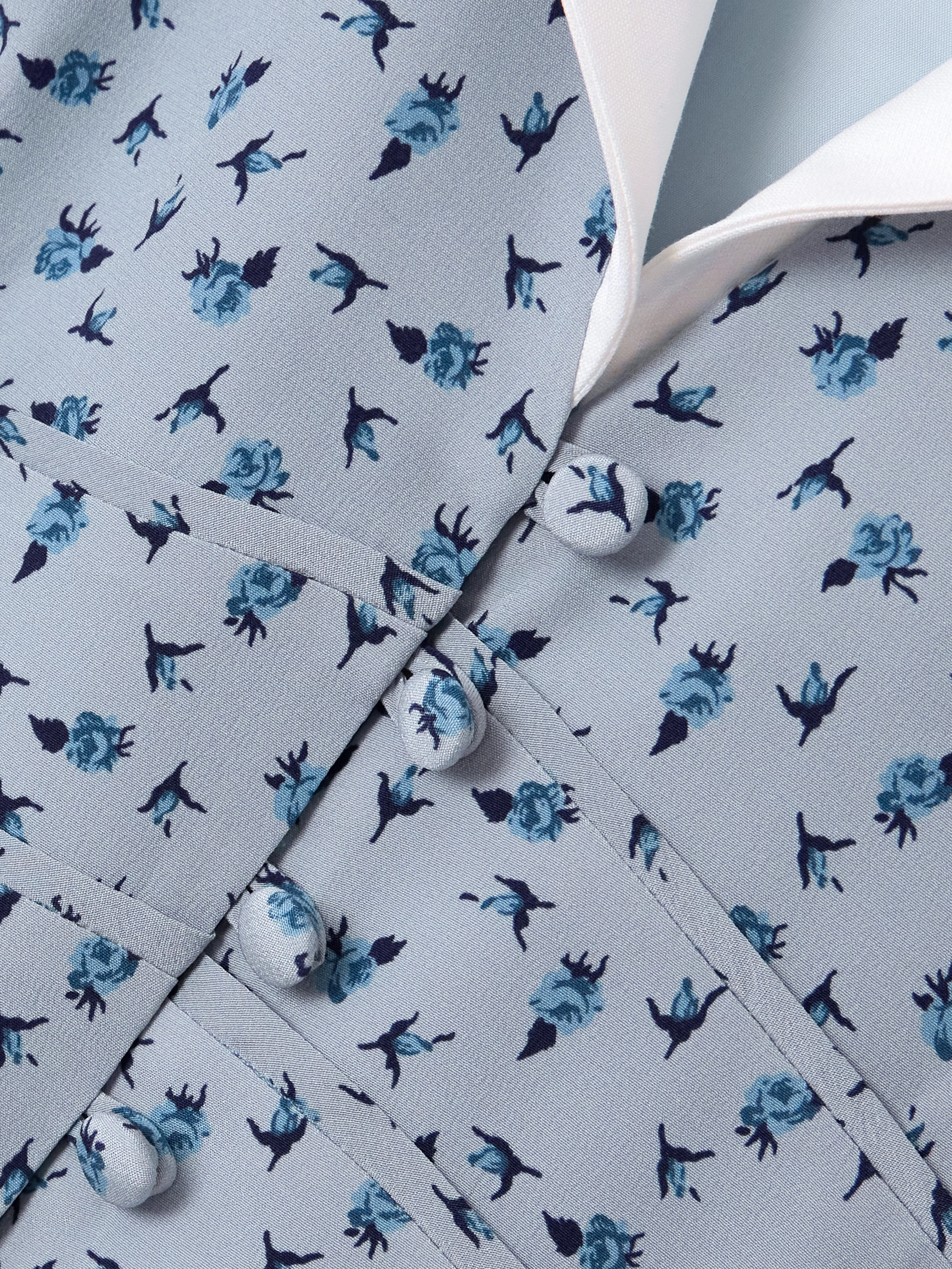 Alessandra Rich Mikado-trimmed floral-print silk-crepe de chine midi shirt dress thumbnail