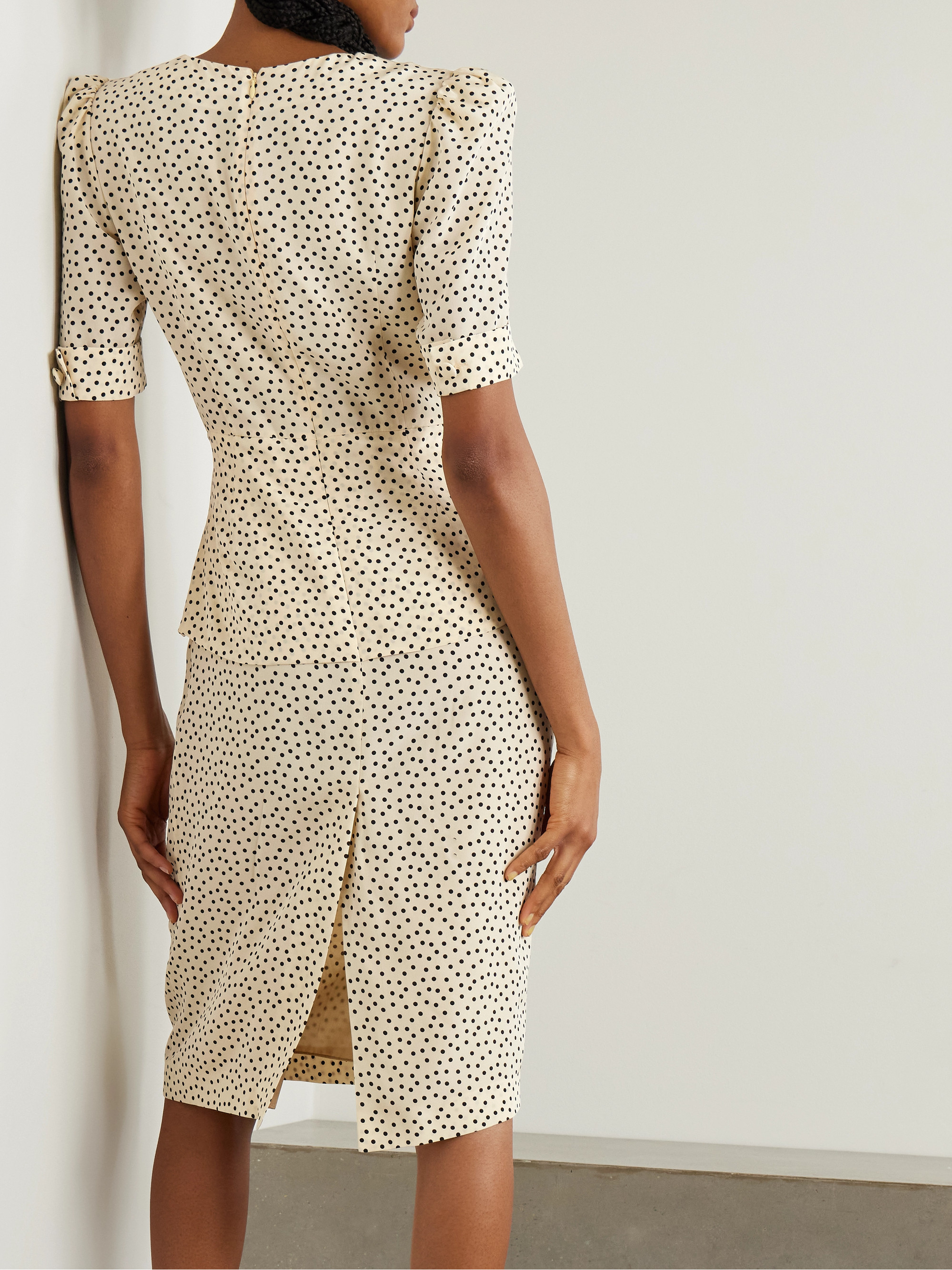 Alessandra Rich Twist-front gathered polka-dot silk midi dress