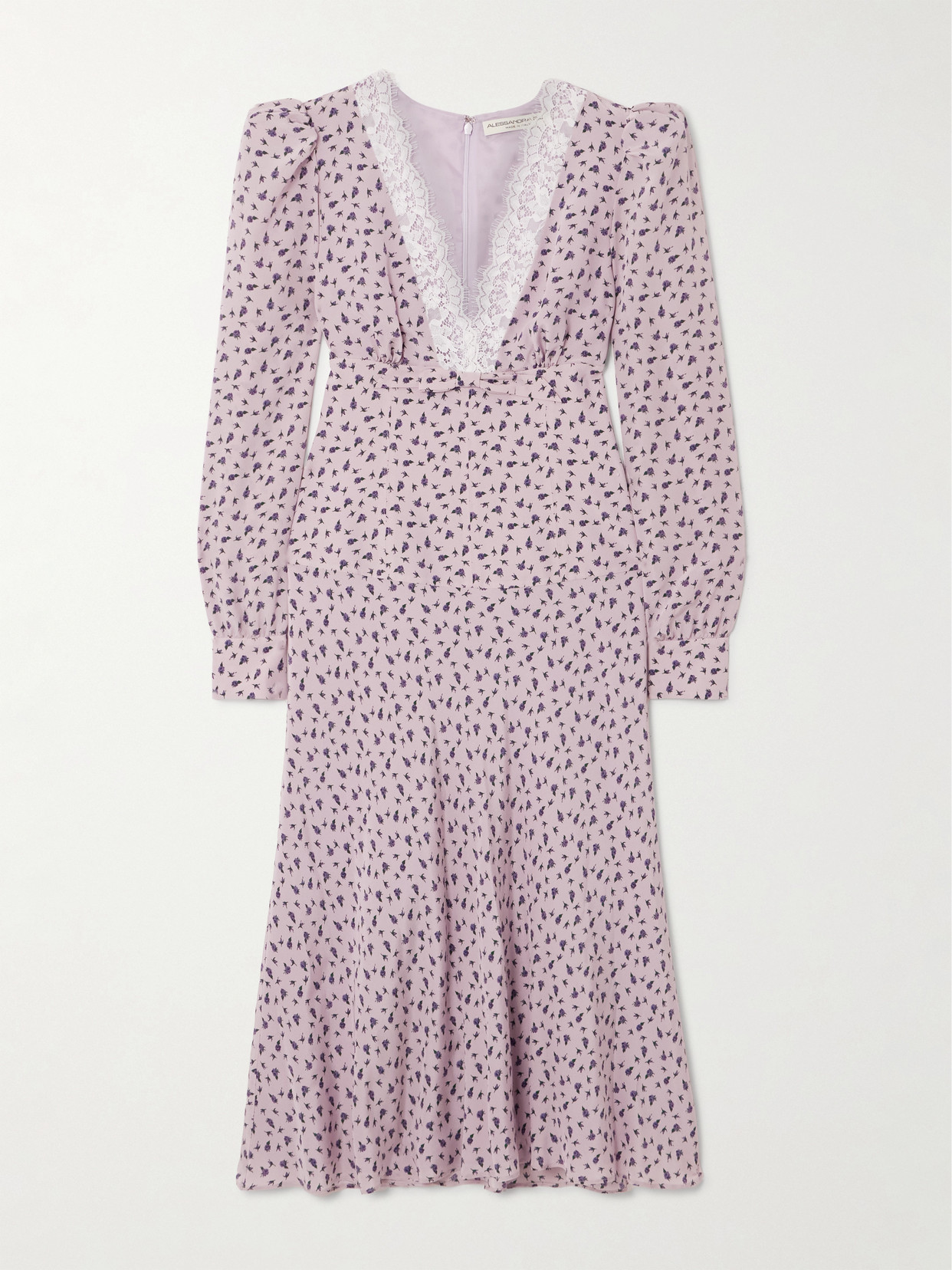 Alessandra Rich - Lace-trimmed Crepe Midi Dress - Lilac