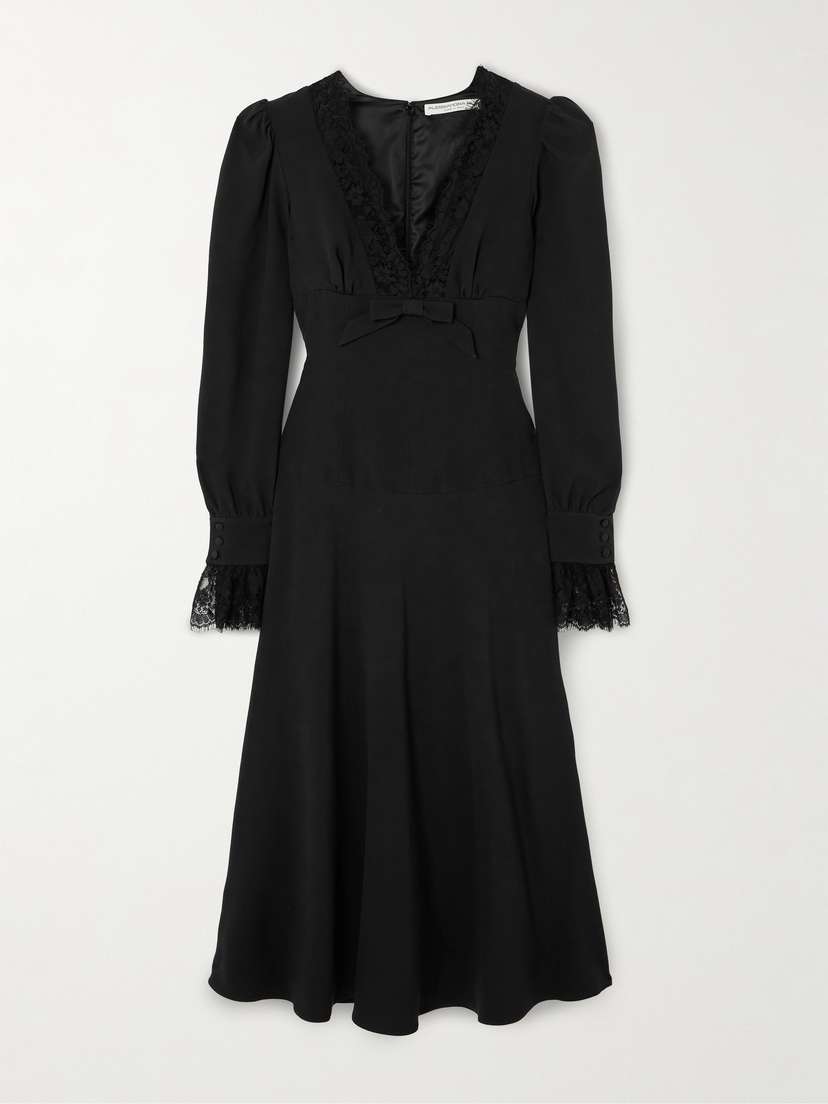 Alessandra Rich Lace-trimmed Crepe Midi Dress