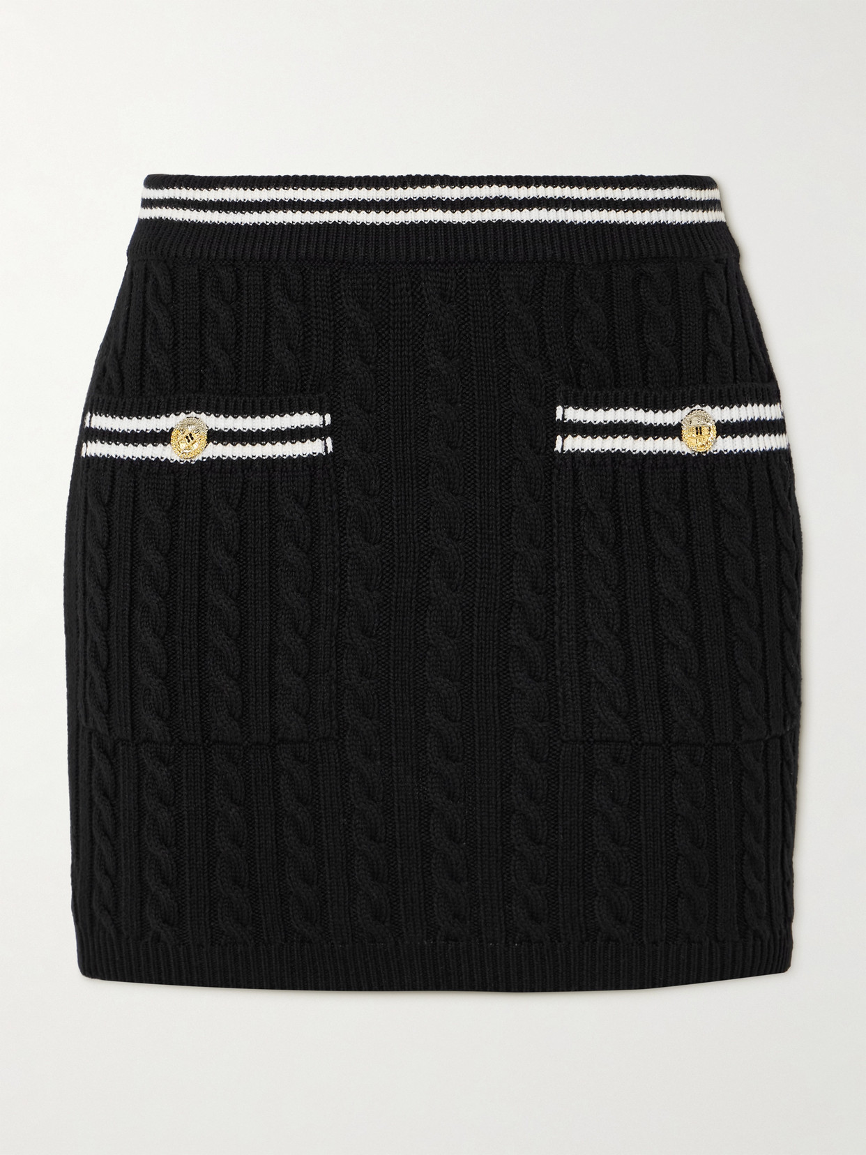 Alessandra Rich Womens Black Cable-knit Slim-fit Cotton Mini Skirt In Black