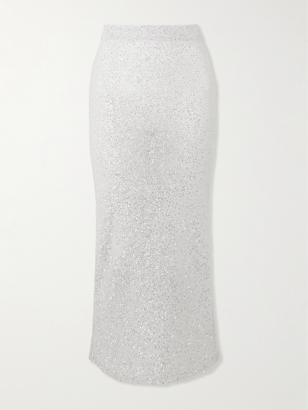Alessandra Rich - Sequin-embellished Metallic Knitted Maxi Skirt - White
