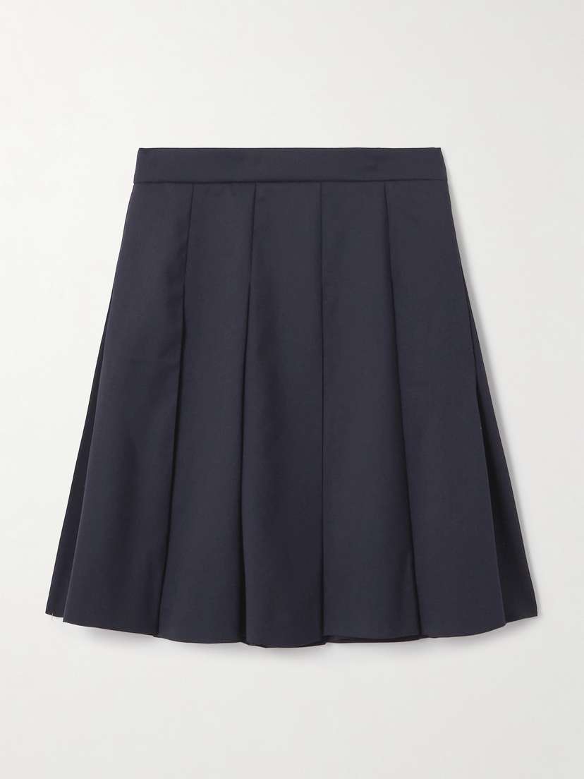 Alessandra Rich Pleated Wool-blend Midi Skirt