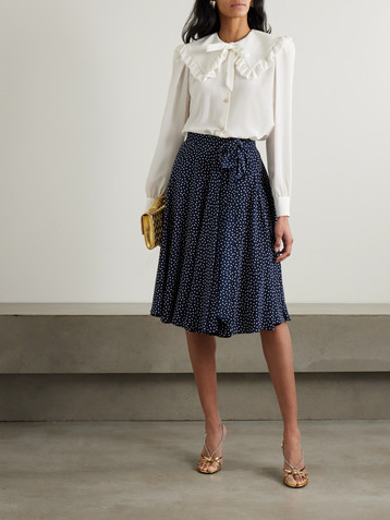 Alessandra Rich Ruffled silk crepe de chine blouse