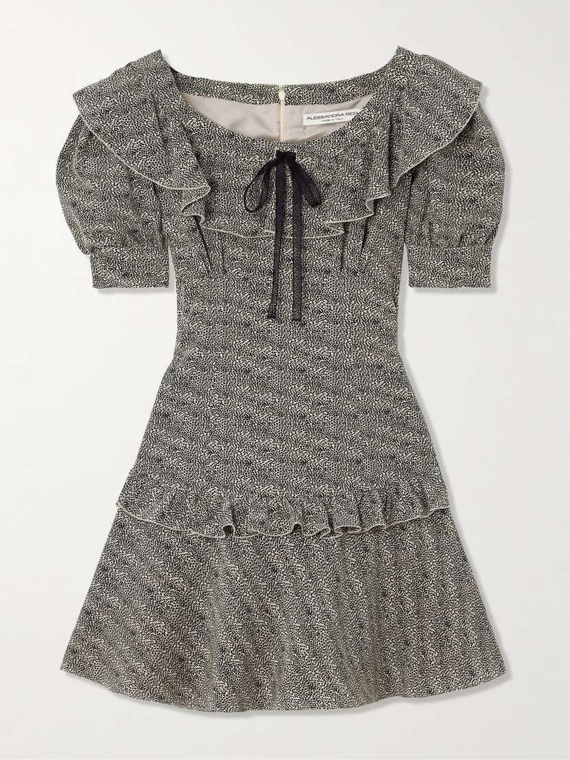 Alessandra Rich Tiered Leopard-print Silk Mini Dress