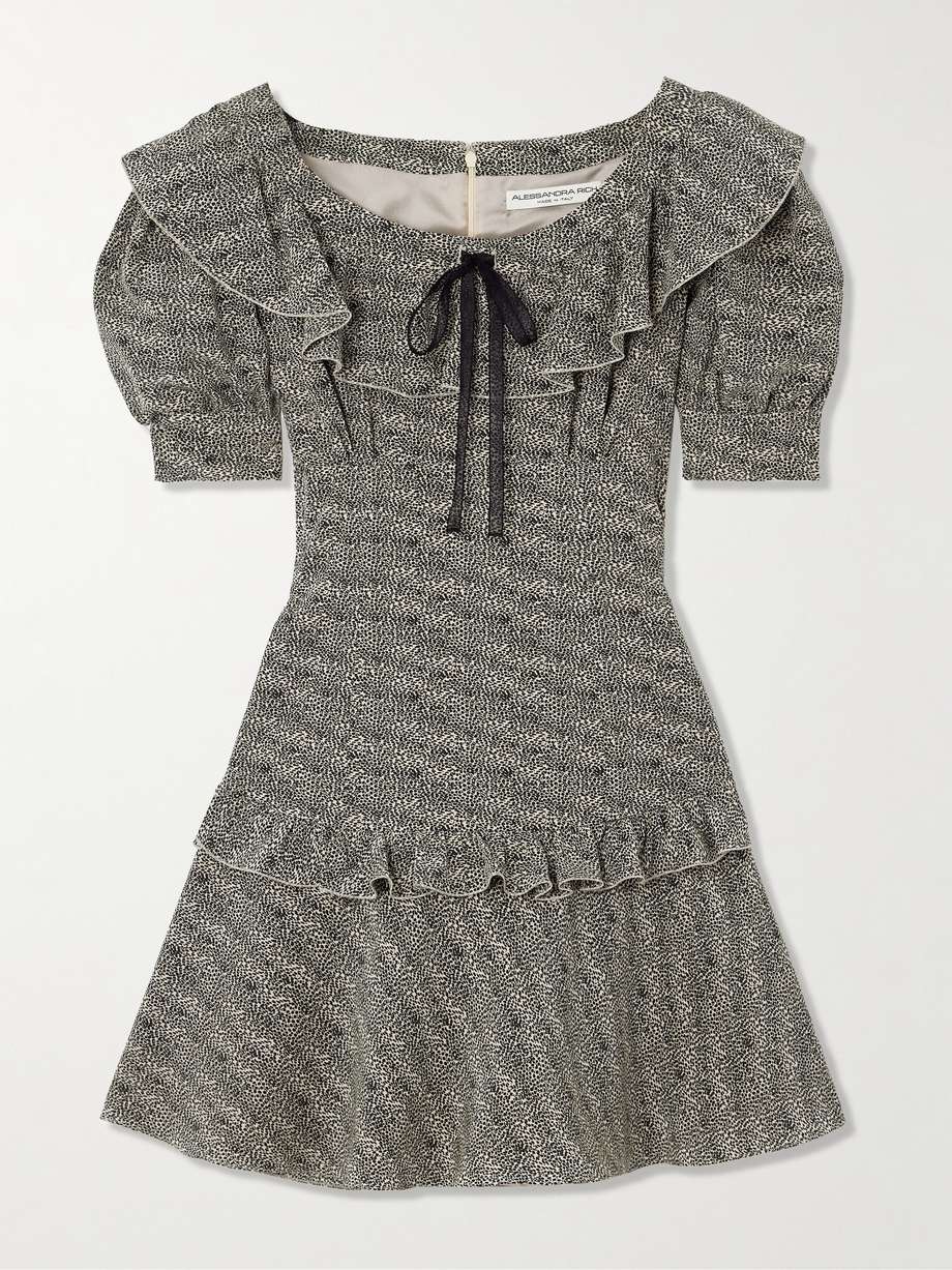 tiered leopard-print silk mini dress