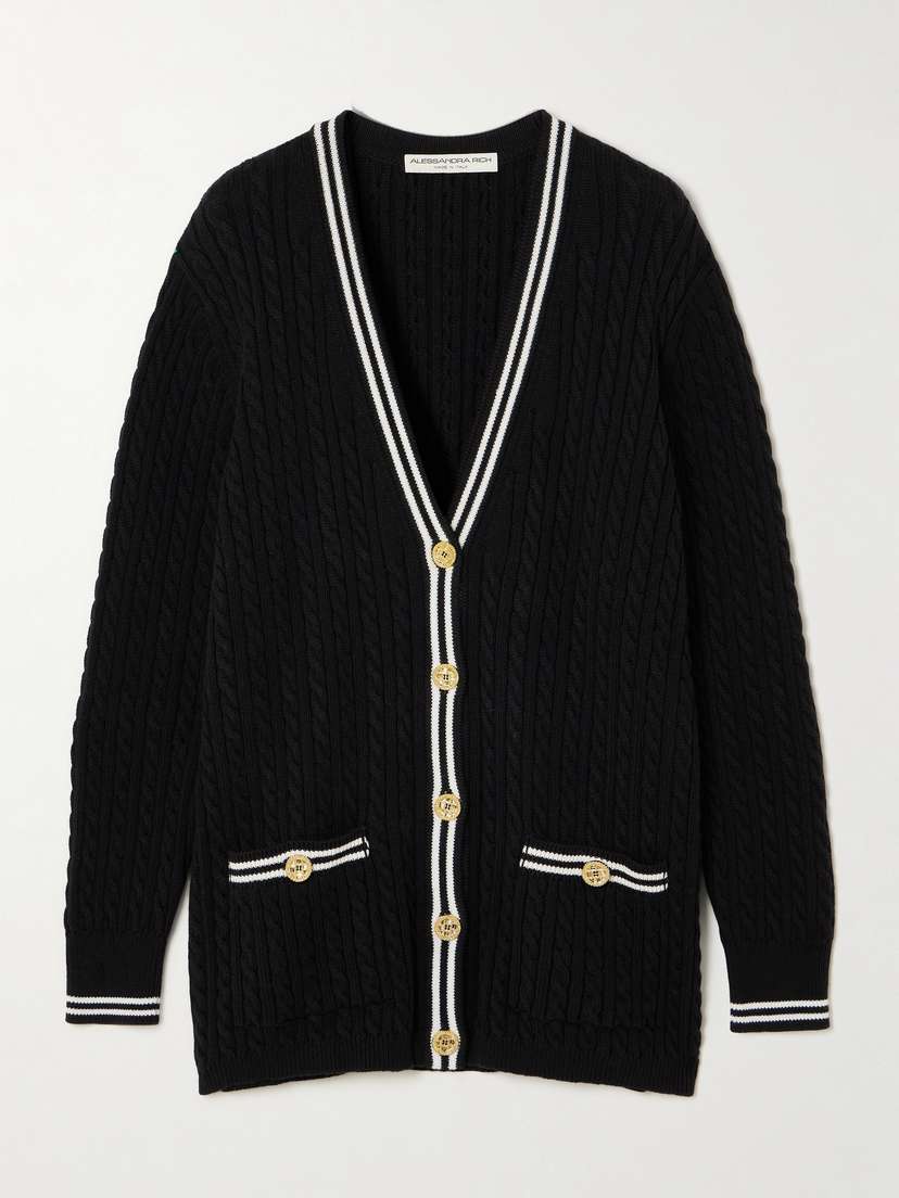 Alessandra Rich Cable-knit Cotton Cardigan