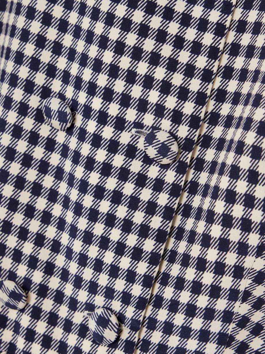 lace-trimmed gingham silk-crepe mini dress