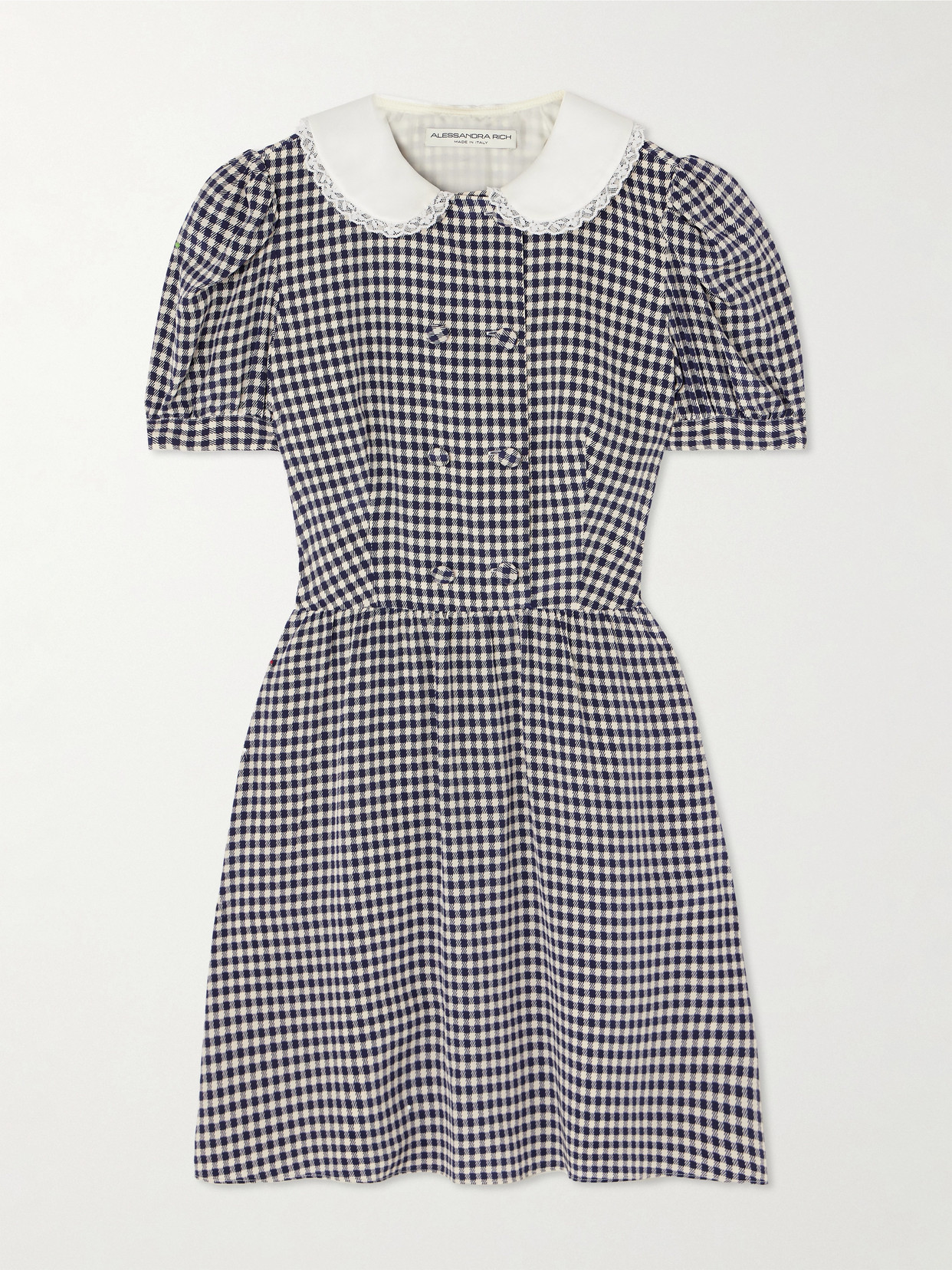 Alessandra Rich Silk Checked Mini Dress In Blue