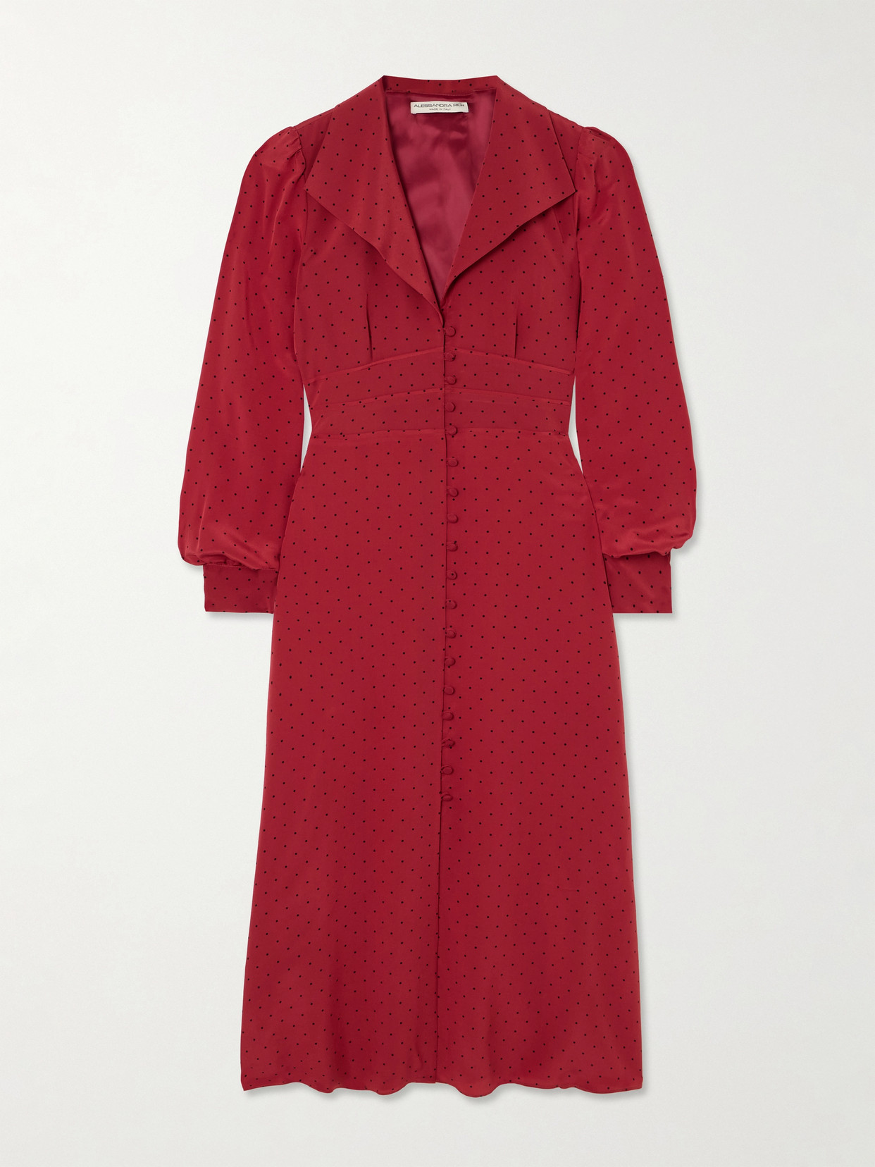 Alessandra Rich Polka-dot Silk-crepe De Chine Midi Shirt Dress In Red