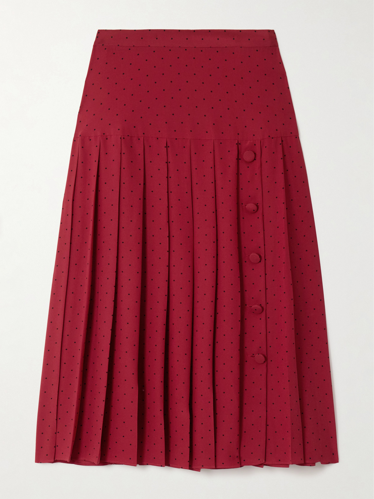 Alessandra Rich Silk Pleated Midi Skirt In Burgundy